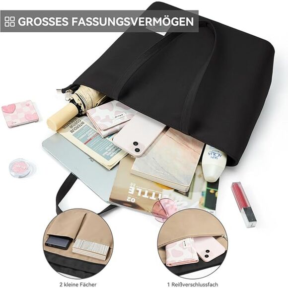 Women Black Imported Casual Nylon Waterproof Lightweight Hobo Handbag - Picture 3 of 3